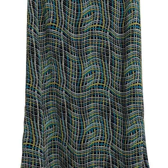Cato Multicolor Elastic Waist Pull On Maxi Skirt Size M Abstract Scallop Hem - Picture 4 of 13